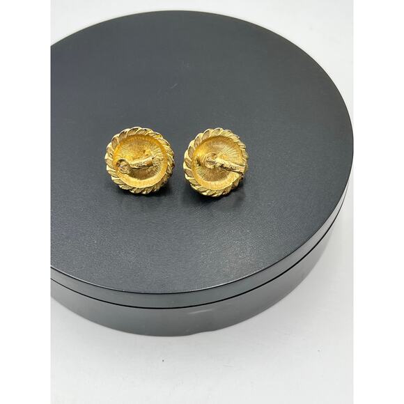 Napier Pierced Post Cream Large Faux Pearl Gold Tone Earrings Omega Backs - Picture 5 of 10